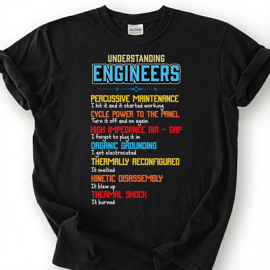 Understanding Engineers Shirt, Funny Engineering Humor Tee, Percussive Maintenance T-Shirt, Sarcastic Engineer Gift, Mechanical Tee