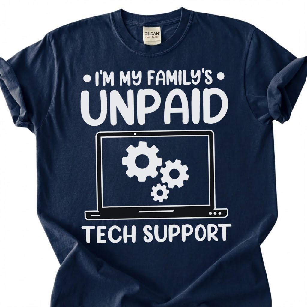 Funny Unpaid Tech Support Shirt, My Family IT Guy Tee, Computer Geek Humor T-Shirt, Nerd Gift For Him, Tech Lover Birthday Tee