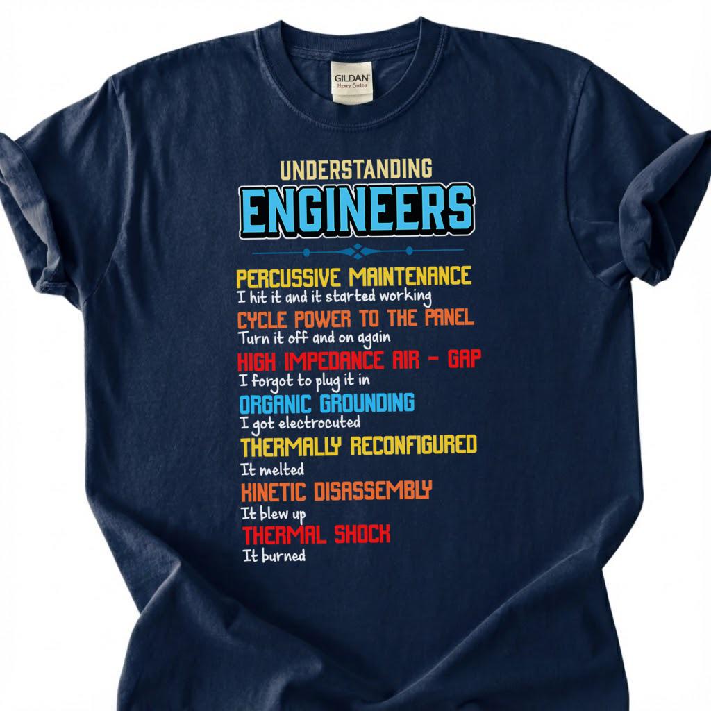 Understanding Engineers Shirt, Funny Engineering Humor Tee, Percussive Maintenance T-Shirt, Sarcastic Engineer Gift, Mechanical Tee