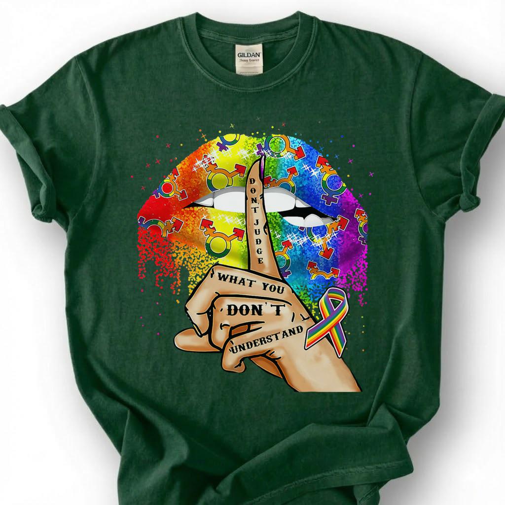 Dont Judge What You Dont Understand Rainbow Lips Shirt, LGBTQ Autism Awareness Tee, Pride Ally Gift, Acceptance Inclusion Apparel Top