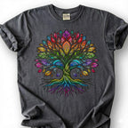 Boho Mandala Tree Of Life Rainbow Shirt, Ornate Hippie Pride Tee, Spiritual Yoga Meditation Gift, Sacred Geometry Bohemian Nature Apparel