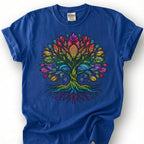 Boho Mandala Tree Of Life Rainbow Shirt, Ornate Hippie Pride Tee, Spiritual Yoga Meditation Gift, Sacred Geometry Bohemian Nature Apparel