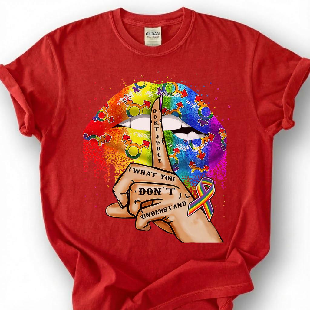 Dont Judge What You Dont Understand Rainbow Lips Shirt, LGBTQ Autism Awareness Tee, Pride Ally Gift, Acceptance Inclusion Apparel Top