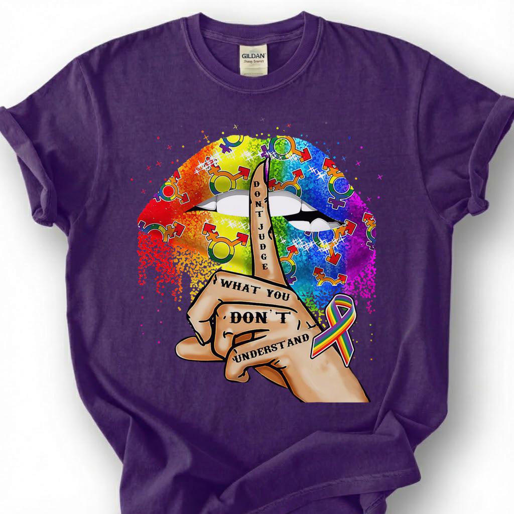 Dont Judge What You Dont Understand Rainbow Lips Shirt, LGBTQ Autism Awareness Tee, Pride Ally Gift, Acceptance Inclusion Apparel Top